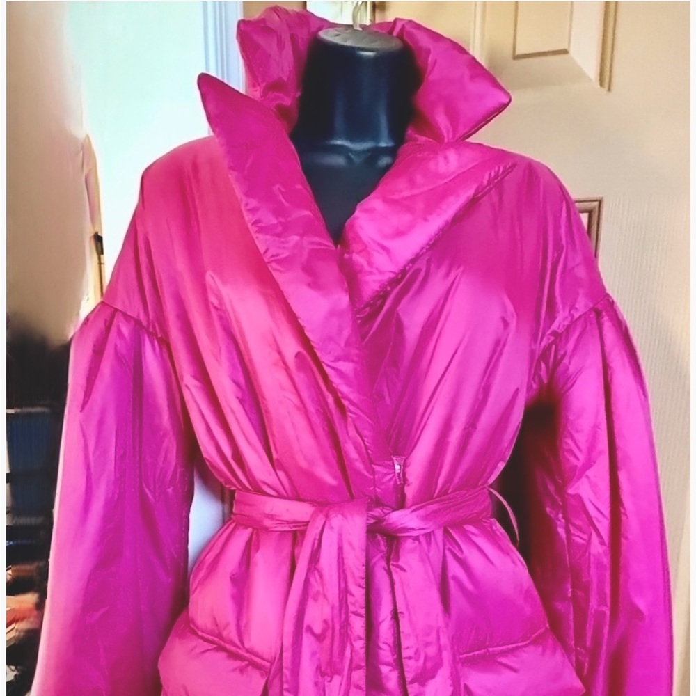 Kate Spade Fuchsia Belted Puffer Coat NWT
